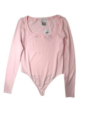And Now This NWT Ponte Knit‎ Long Sleeve Scoop Neck Bodysuit Thong Pink Size M